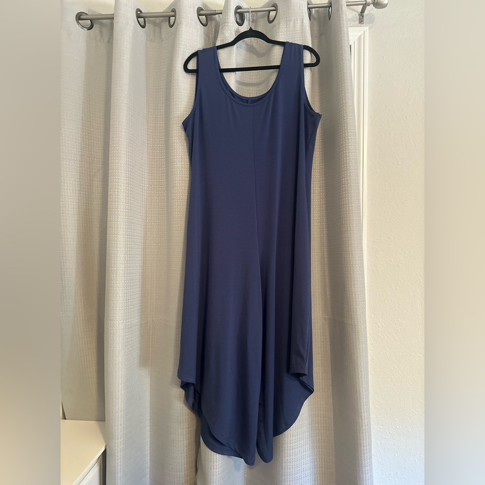 NWOT Women’s Joy Clean Boss Blue Striped Stretch Performance Wear‎ Jumpsuit XL.